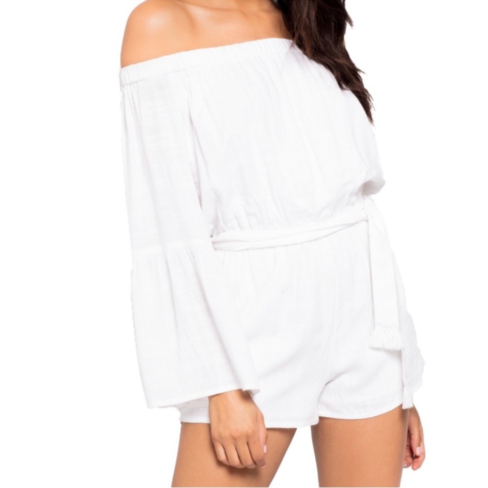 L*Space Miranda Off-Shoulder White Romper size small